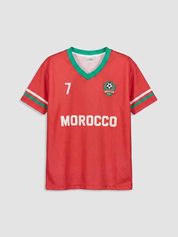LCW Kids V Yaka Morocco Baskılı Kız Çocuk Tişört