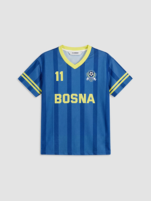 LCW Kids V Yaka Bosna Baskılı Kız Çocuk Tişört