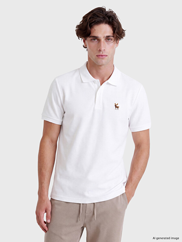 LCW Vision Polo Yaka Nakışlı Erkek Tişört