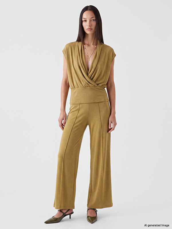 LCWAIKIKI Classic Beli Lastikli Soft Touch Kadın Pantolon