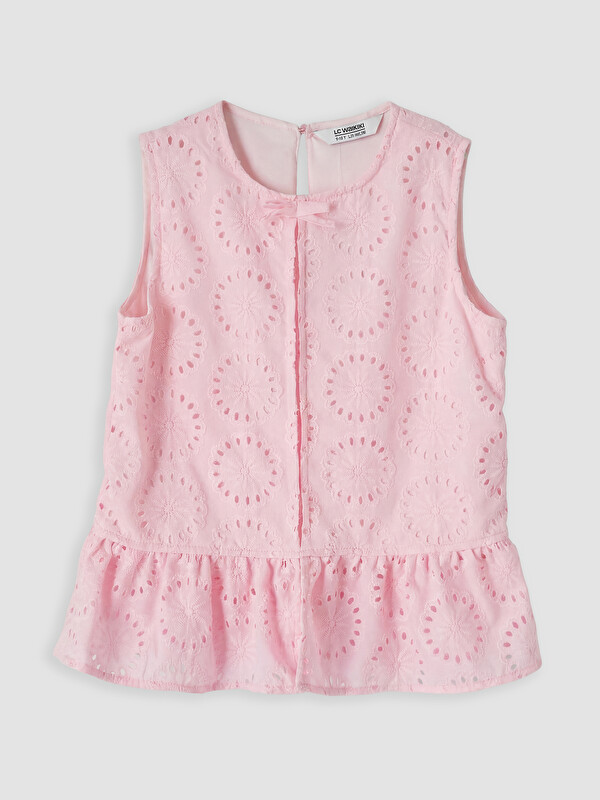 LCW Kids Bisiklet Yaka Fırfırlı Kız Çocuk Bluz