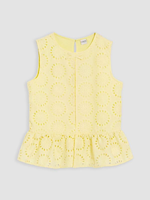 LCW Kids Bisiklet Yaka Fırfırlı Kız Çocuk Bluz