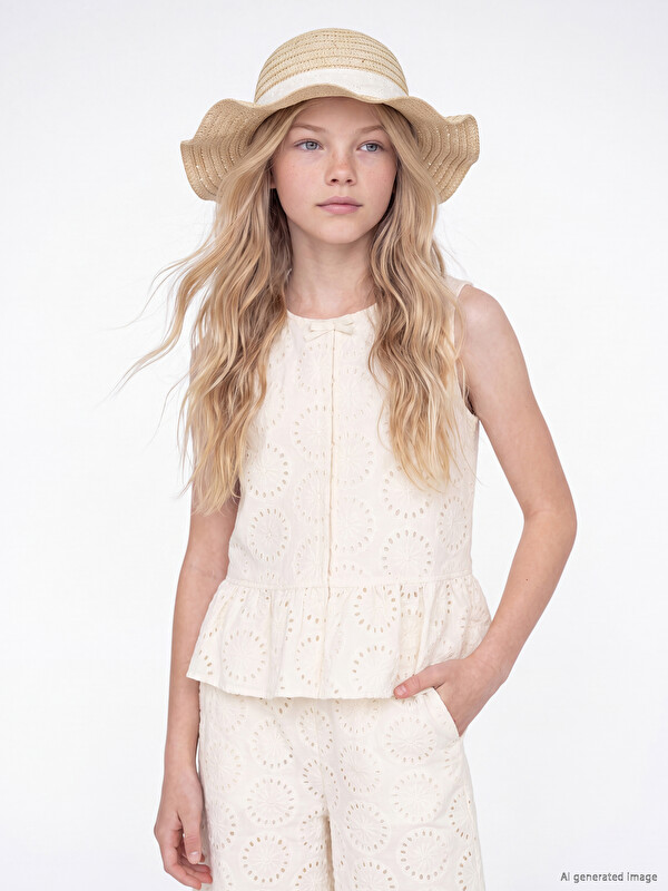 LCW Kids Bisiklet Yaka Kız Çocuk Peplum Bluz