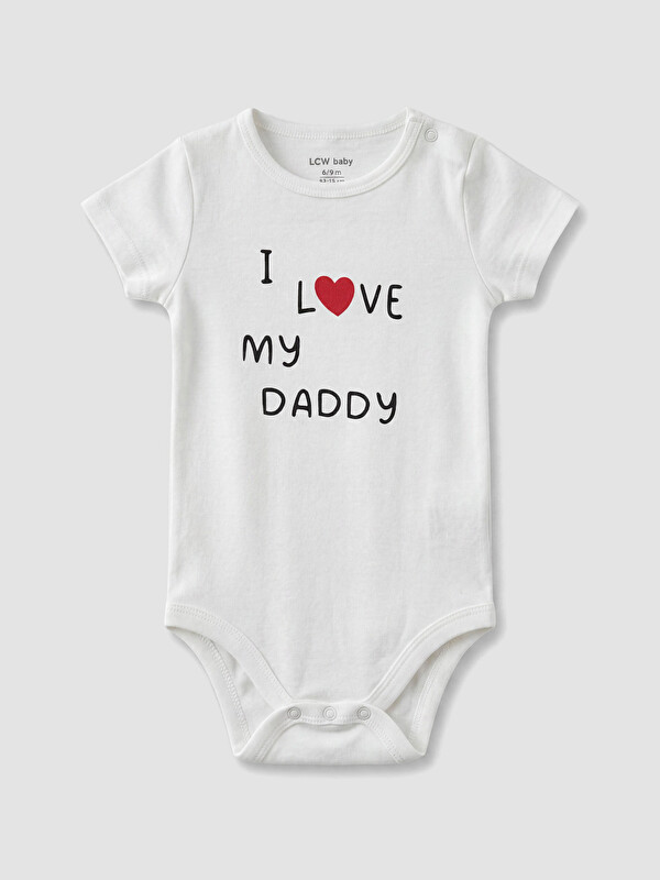 LCW baby Bisiklet Yaka Slogan Baskılı Erkek Bebek Çıtçıtlı Body