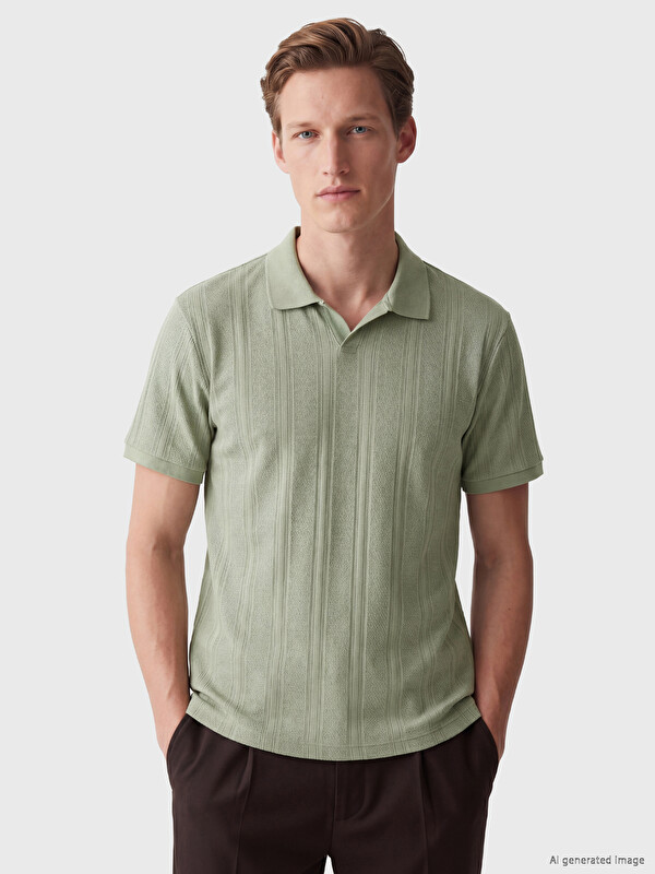 LC WAIKIKI Polo Yaka Dokulu Erkek Tişört