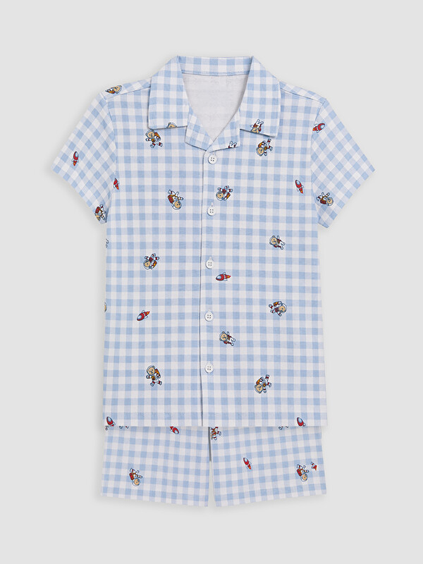 LCW Kids Gömlek Yaka Erkek Çocuk Şortlu Pijama Takımı
