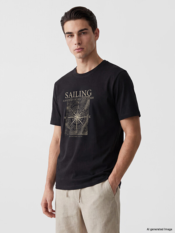 LCWAIKIKI Classic Man Black T-Shirt