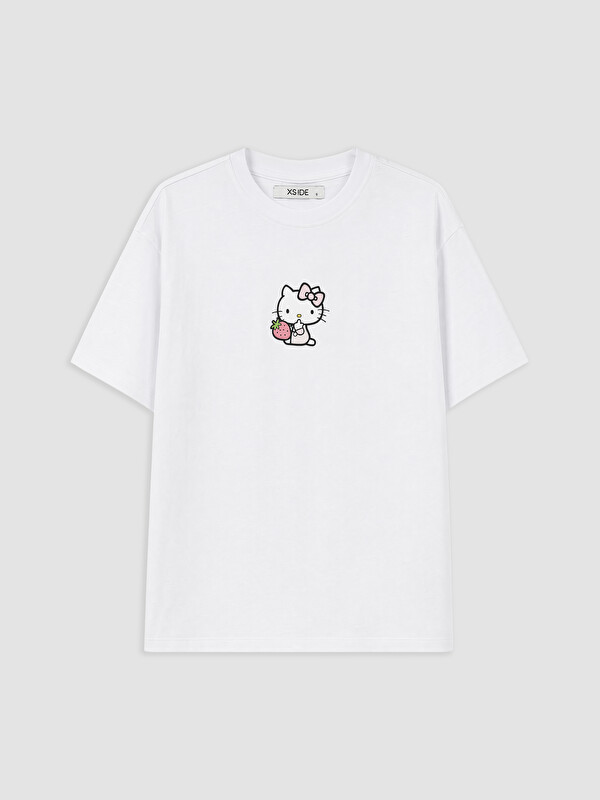 XSIDE Hello Kitty Baskılı %100 Pamuklu Kadın Tişört