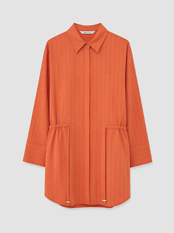 LCW STUDIO Beli Büzgülü Oversize Kadın Gömlek Tunik