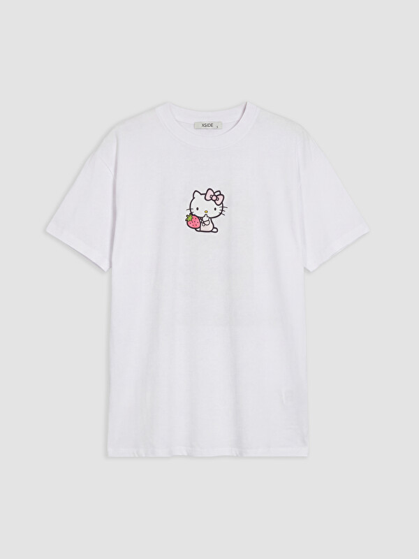 XSIDE Hello Kitty Baskılı %100 Pamuklu Kadın Tişört