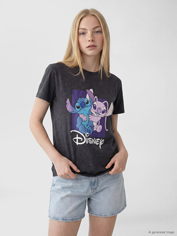 XSIDE Stitch Baskılı %100 Pamuklu Kadın Tişört