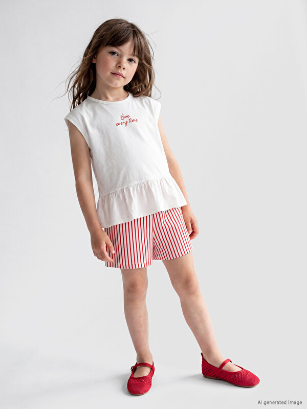 LCW Kids Baskılı Kız Çocuk Şortlu Takım