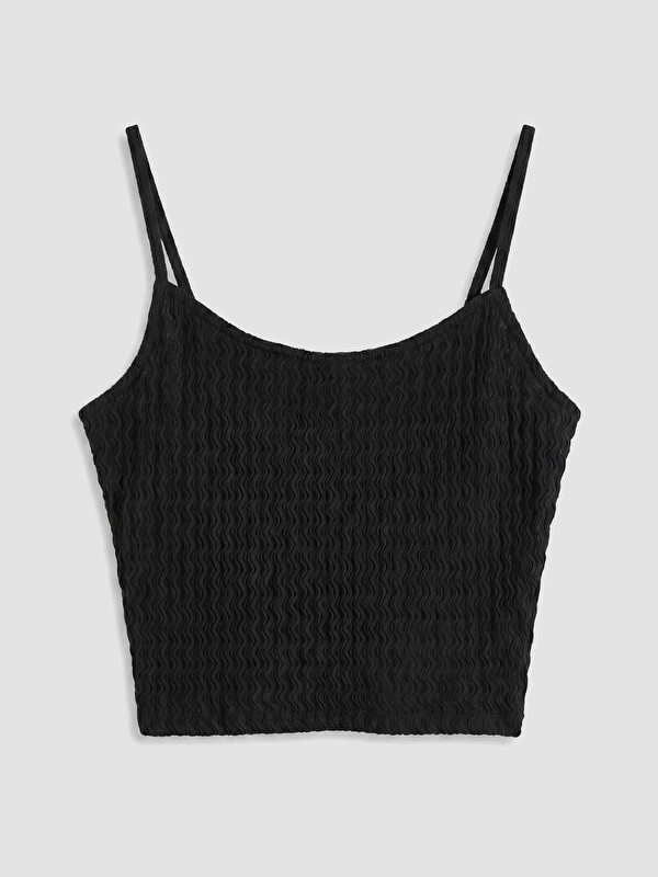 LCW Vision U Yaka İp Askılı Dokulu Kadın Crop