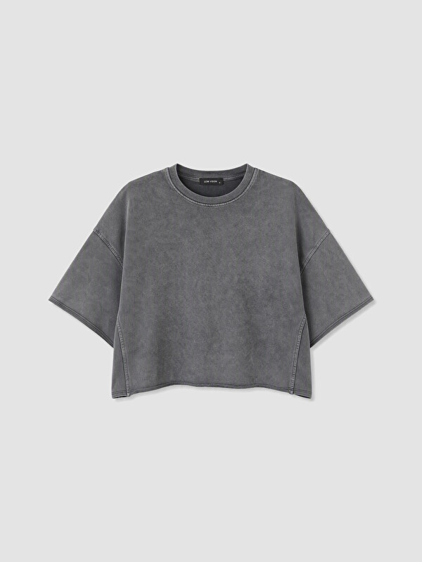 LCW Vision Bisiklet Yaka Oversize Kadın Tişört