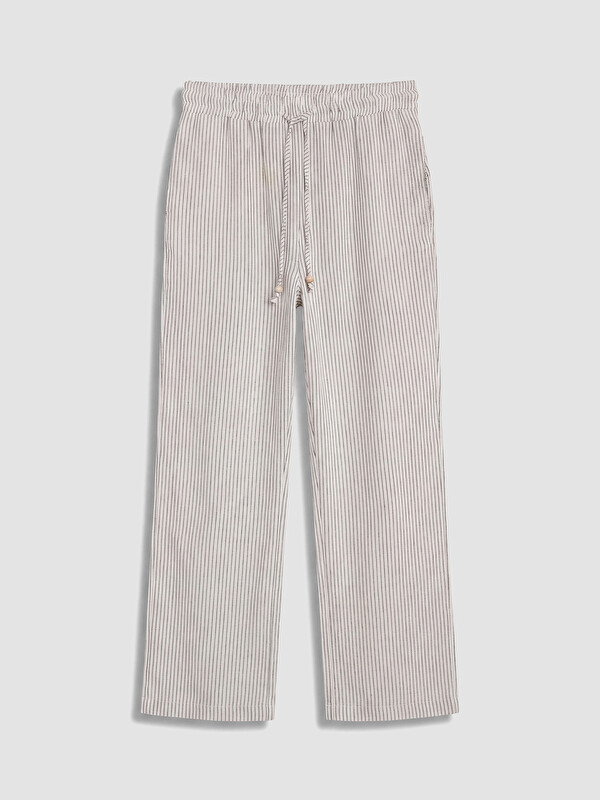 LCWAIKIKI Classic Beli Lastikli Çizgili Kadın Pantolon