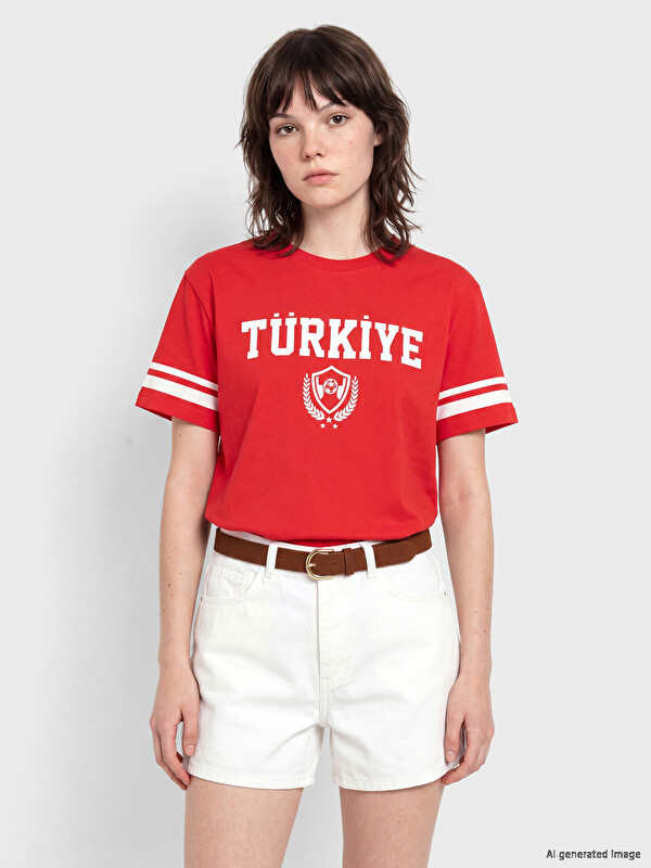 XSIDE Türkiye Baskılı Oversize Kadın Tişört