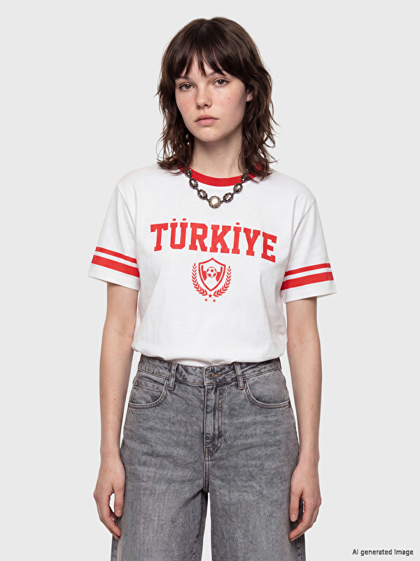 XSIDE Türkiye Baskılı Oversize Kadın Tişört