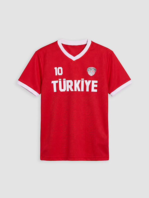 LCW Kids V Yaka Türkiye Baskılı Erkek Çocuk Tişört