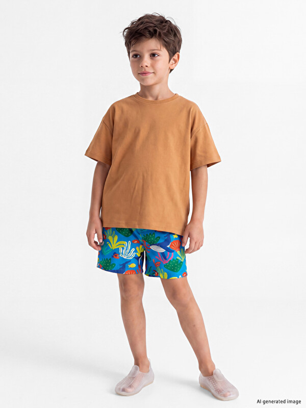 LCW Kids Desenli Erkek Çocuk Yüzme Şortu