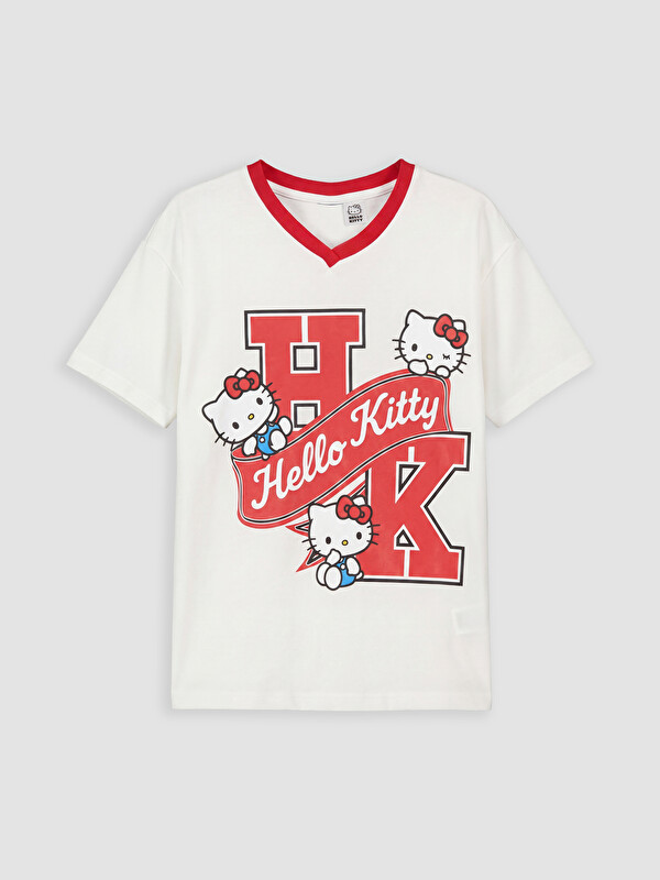 LCW Kids Hello Kitty Baskılı Kız Çocuk Soft Touch Tişört