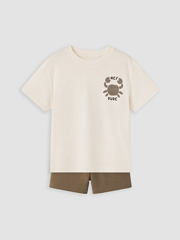 LCW baby Baskılı Erkek Bebek Tişört ve Şort Takım
