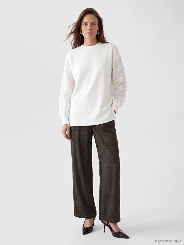 LCW EVERYDAY Loose Fit Ekose Kadın Pantolon