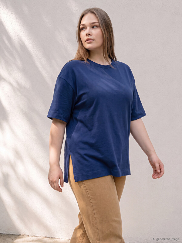 LCWAIKIKI Curve Plus Size 100% Cotton Women's T-Shirt