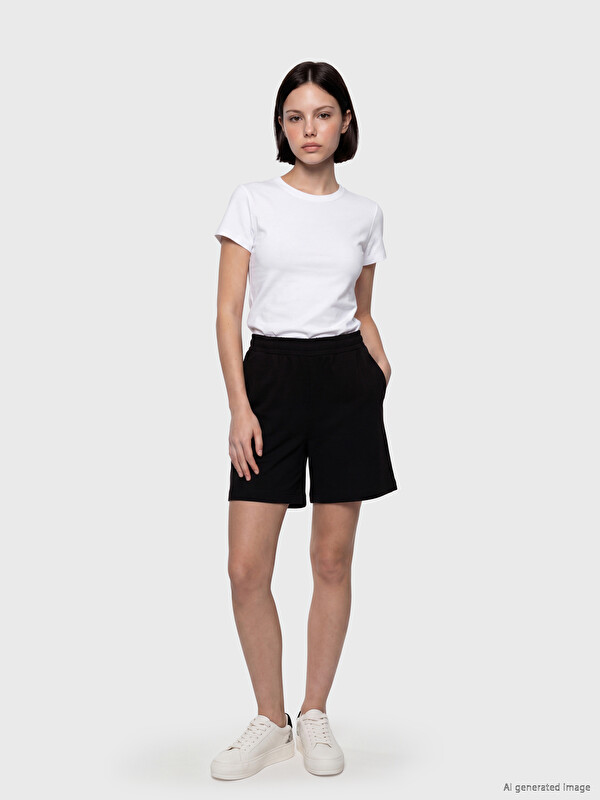 LCWAIKIKI Petite Beli Lastikli Soft Touch Kadın Şort