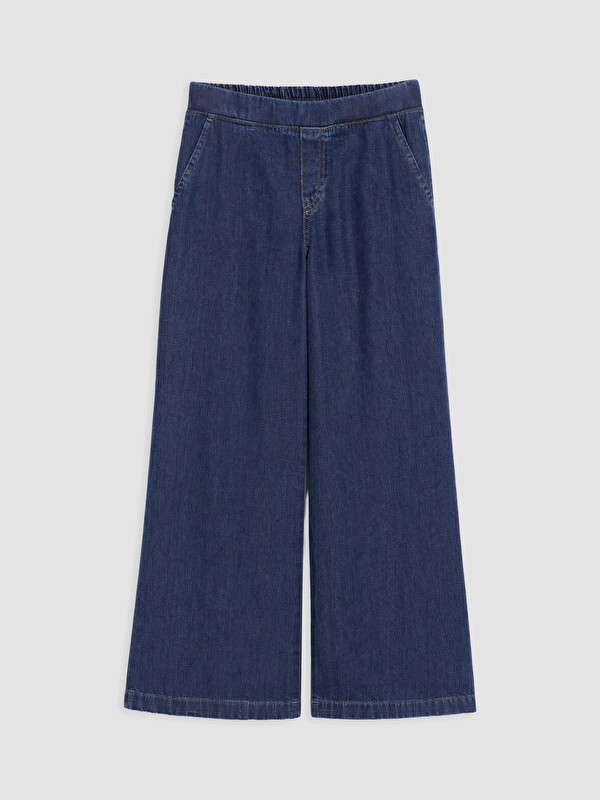 LCWAIKIKI Petite Beli Lastikli Wideleg Kadın Jean Pantolon