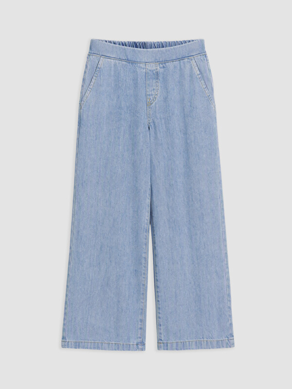 LCWAIKIKI Petite Beli Lastikli Wideleg Kadın Jean Pantolon