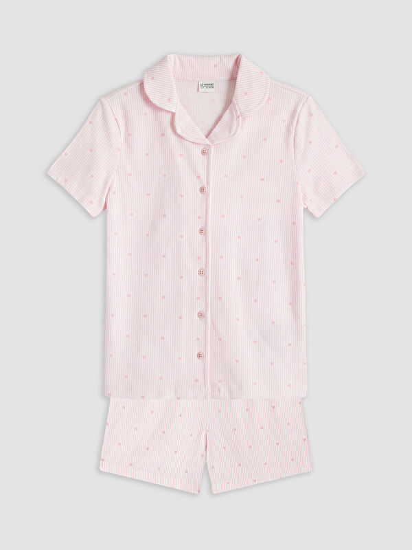 LCW Kids Gömlek Yaka Kız Çocuk Şortlu Pijama Takımı