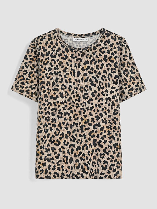 LCW EVERYDAY Leopar Desenli Kadın Tişört