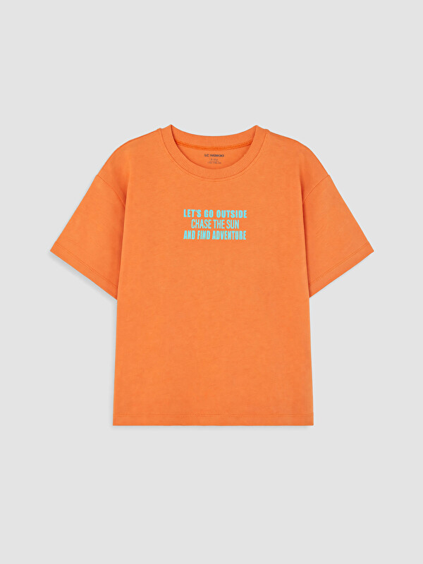 LCW Kids Slogan Baskılı Erkek Çocuk Tişört