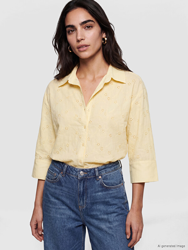 LCW Vision Oversize Kadın Brode Gömlek
