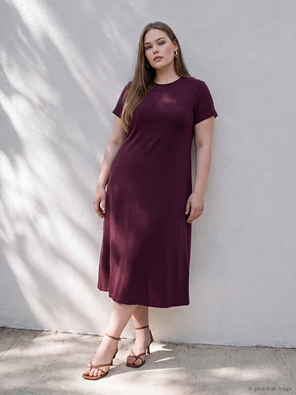 LCWAIKIKI Curve Plus Size Soft Touch Dress