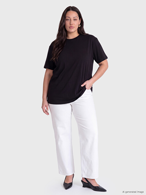 LCW Curve Plus Size 100% Cotton Women's T-Shirt