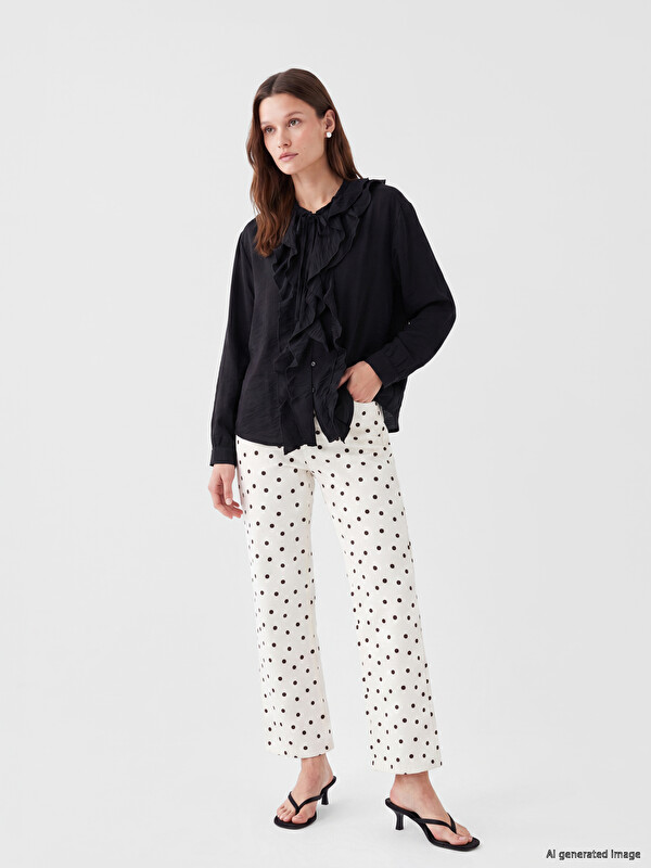 LCW Modest Puantiyeli Straight Fit Kadın Jean Pantolon