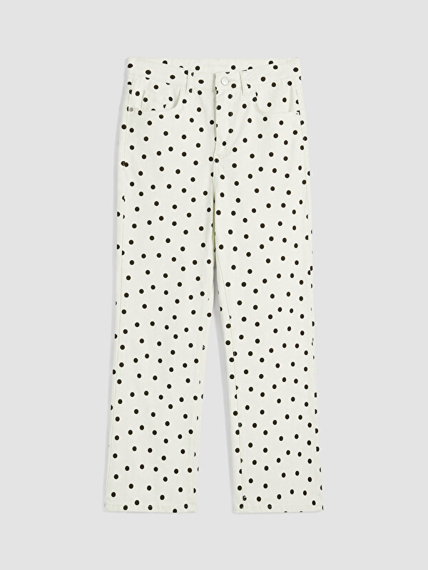 LCW Modest Puantiyeli Straight Fit Kadın Jean Pantolon