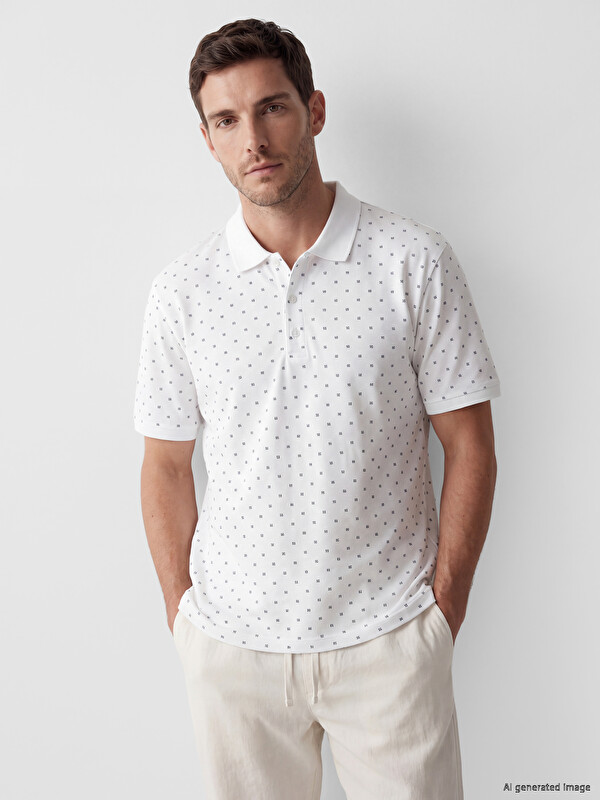 LCWAIKIKI Classic Polo Yaka Desenli Erkek Tişört
