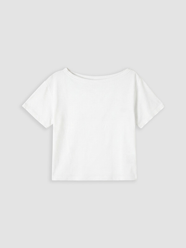 XSIDE Kayık Yaka Oversize Soft Touch Kadın Tişört