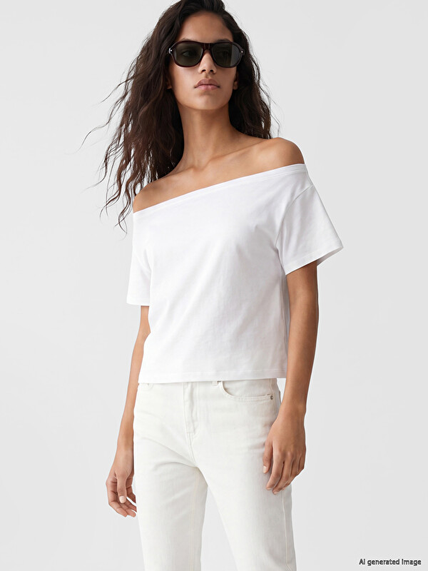 XSIDE Kayık Yaka Oversize Soft Touch Kadın Tişört