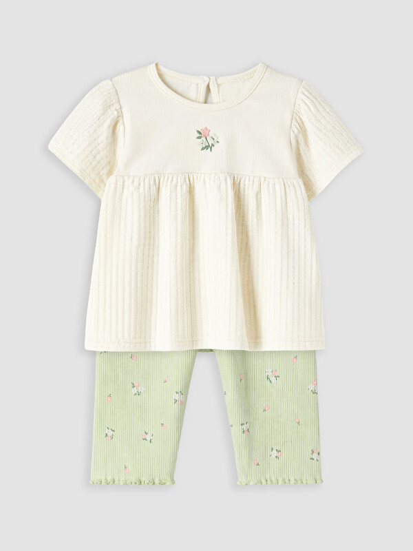 LCW baby Çiçek Desenli Kız Bebek Takım