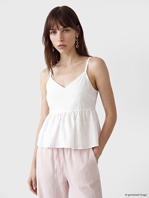 LCW Vision Bluza peplum od broderije s naramenicama