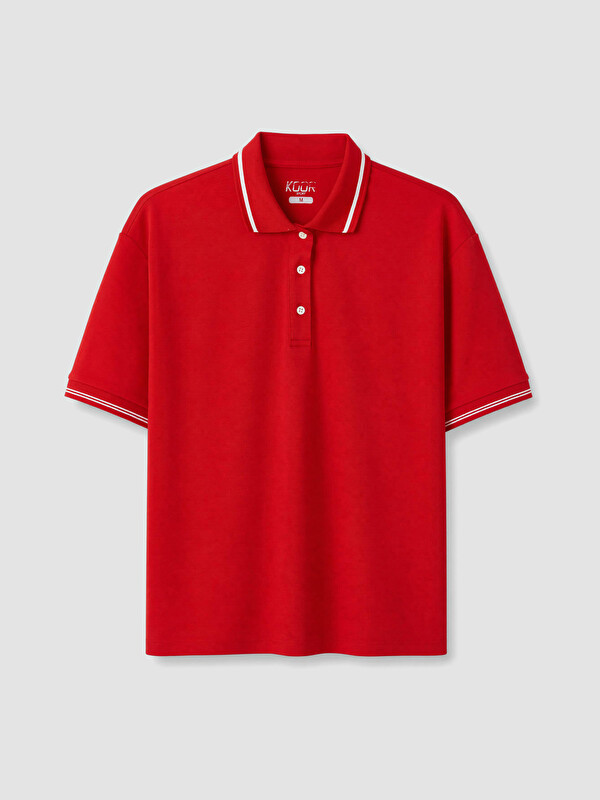 KOOR SPORT Polo Yaka Şerit Detaylı Kadın Spor Tişört