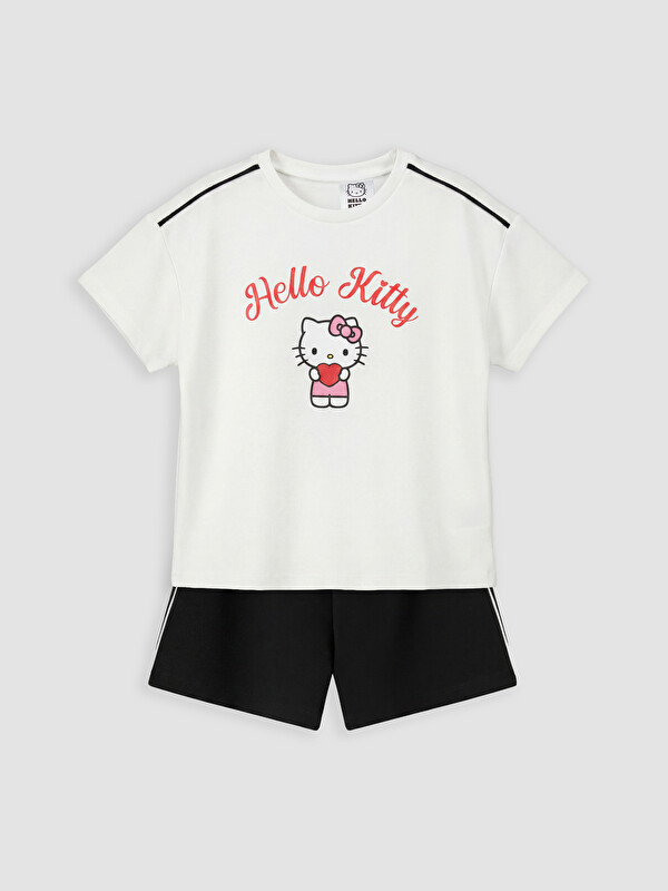 LCW Kids Hello Kitty Lisanslı Kız Çocuk Şortlu Takım