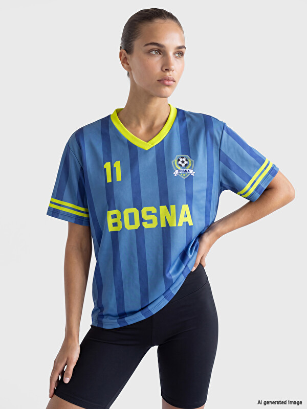 KOOR SPORT Bosna Baskılı Oversize Kadın Spor Tişört