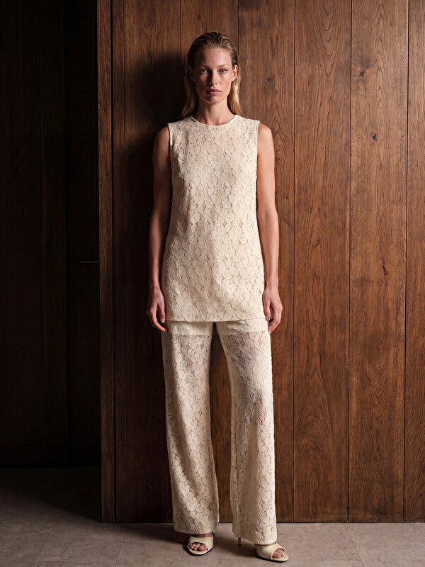 LCW Vision Regular Fit Dantelli Kadın Pantolon
