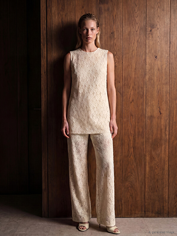LCW Vision Regular Fit Dantelli Kadın Pantolon