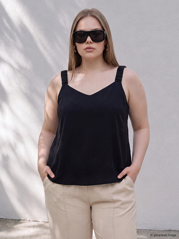 LCW Curve Plus Size Modal Blended Blouse