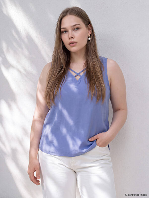 LCW Curve Plus Size Modal Blended Blouse